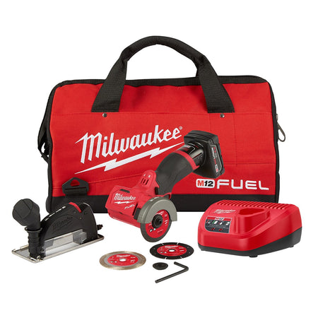 Milwaukee 2522-21XC M12 FUEL™ 3 in. Compact Cut Off Tool Kit - kit contents
