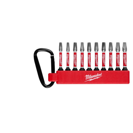 Milwaukee 48-32-4090 #1, #2, #3 SQUARE 10PC CARABINER SHOCKWAVE BIT SET - product view