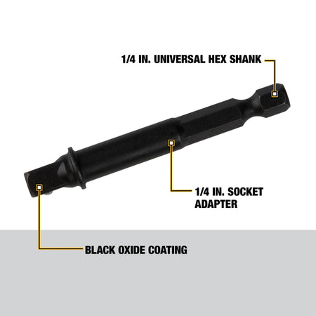 DEWALT DW2541IRB Impact Ready 1/4 In. Hex Shank To 1/4 In. Socket Adapter - feature callout