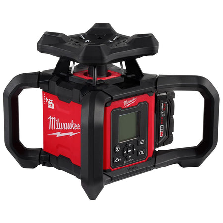 Milwaukee 3704-21 M18™ Red Exterior Dual Slope Rotary Laser Level Kit w/ Receiver & Remote - product view