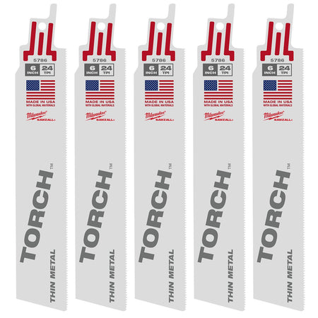 Milwaukee 48-00-5786 6" 24 TPI The Torch™ SAWZALL® Blades (5 Pk) - product view