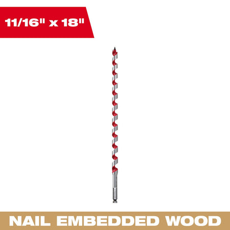 Milwaukee 48-13-5680 11/16 in. x 18 in. Ship Auger Bit - feature callout