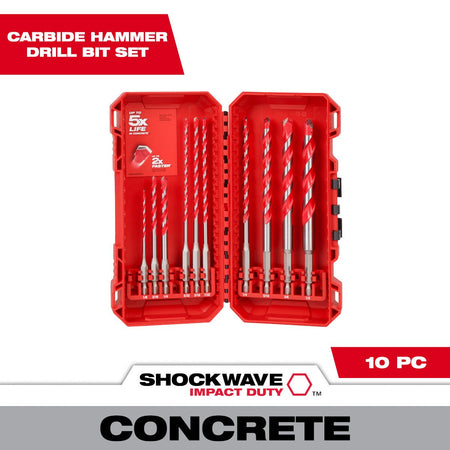 Milwaukee 48-20-9058 10PC. SHOCKWAVE Impact Duty™ Carbide Hammer Drill Bit Set - feature callout