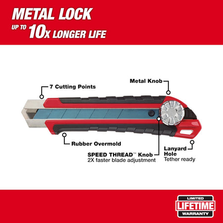 Milwaukee 48-22-1962 25mm Snap-Off Knife Metal Lock - feature callout