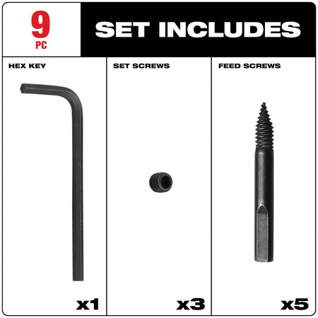Milwaukee 48-25-6000 Feed and Set Screw Accessory Set - feature callout