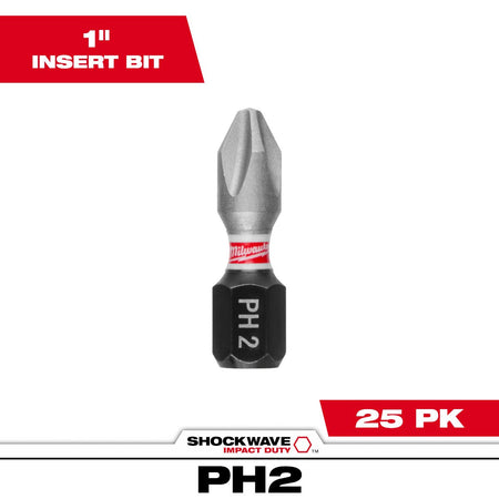 Milwaukee 48-32-4712 SHOCKWAVE™ Impact Phillips #2 Insert Bit - feature callout