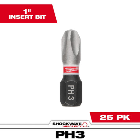Milwaukee 48-32-4713 SHOCKWAVE™ Impact Phillips #3 Insert Bit - feature callout