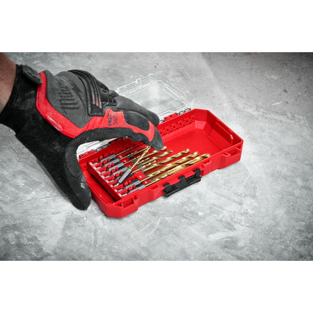 Milwaukee 48-89-4670 SHOCKWAVE Impact Duty™ RED HELIX™ Titanium Drill Bit Set - 15PC - in use