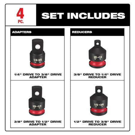 Milwaukee 49-66-6742 SHOCKWAVE Impact Duty™ 1/4"-1/2" Drive Adapter Set - feature callout