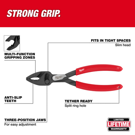 Milwaukee 48-22-6240 8-Inch Slip Joint Pliers - Angled View