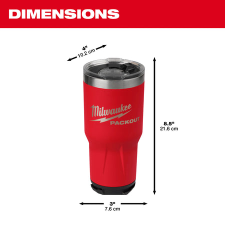 Milwaukee PACKOUT 30oz Tumbler Dimensions
