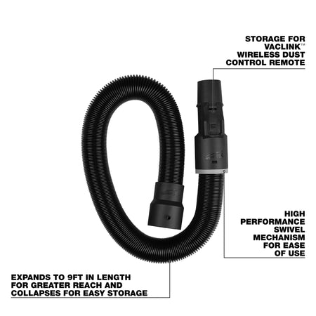 Milwaukee 49-90-1976 1-7/8" x 9' Expandable Vacuum Hose angled view