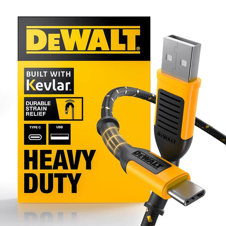 DEWALT 1311361DW2 - 4ft Reinforced Braided USB-A to USB-C Charging Cable