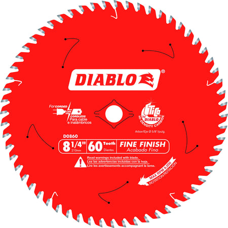 Diablo D0860X - Diablo D0860X 8-1/4in x 60T Fine Finish Circular Saw Blade (View 1)
