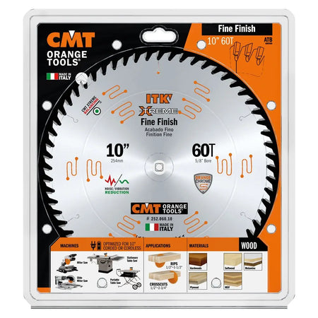 CMT 252.060.10 - 10" 60T ITK XTREME Fine Cut Off Blade - Wise Line Tools