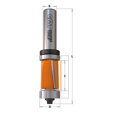 CMT 806.690.11B FLUSH TRIM BIT WITH DOUBLE BEARING, 2-INCH CUTTING LENGTH, 1/2-INCH SHANK - Wise Line Tools
