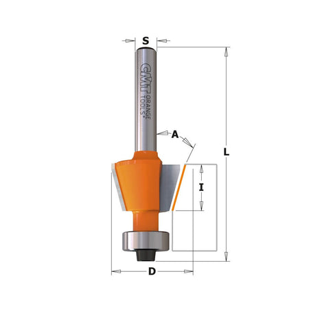 CMT 809.016.11 COMBINATION TRIMMER BIT, 15° CUTTING ANGLE, 1/4-INCH SHANK - Wise Line Tools
