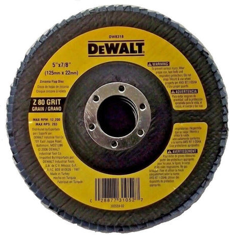 DEWALT DW8318-5-Inch By 7/8-Inch 80-Grit Zirconia Flap Disc - Wise Line Tools