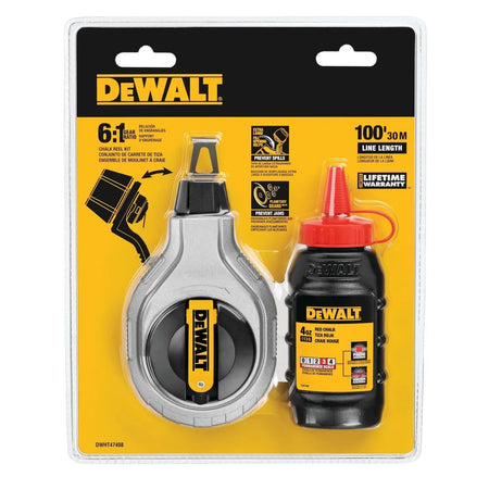 DEWALT DWHT47408-6:1 Chalk Reel 100 Ft W/Red - Wise Line Tools