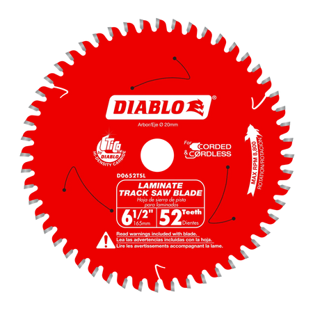 DIABLO D0652TSL - 6-1/2" 52-Teeth Track Saw Blade for Laminate DIABLO