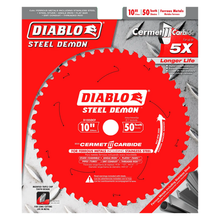 DIABLO D1050CF - 10" x 50-Teeth Steel Demon™ Cermet II Saw Blade for Medium Metal DIABLO