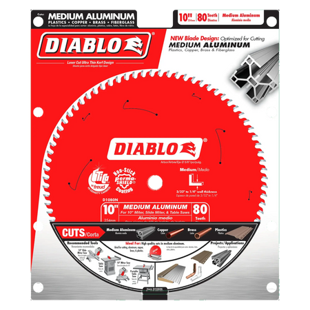 DIABLO D1080N - 10" x 80-Teeth Saw Blade for Medium Aluminum