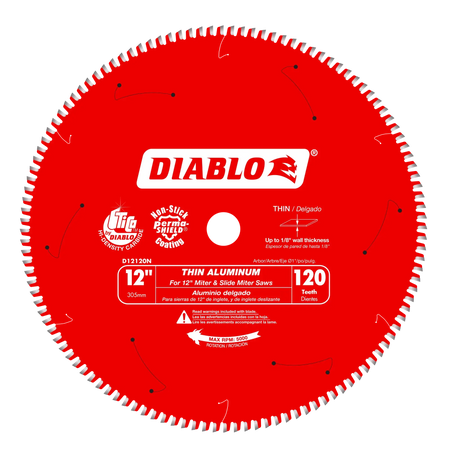 DIABLO D12120N - 12" x 120-Teeth Aluminum Saw Blade for Thin Non-Ferrous Metal