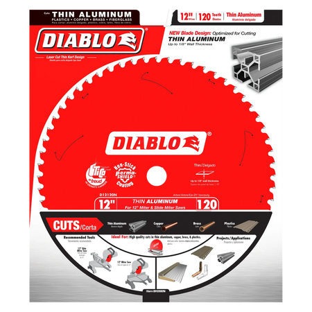 DIABLO D12120N - 12" x 120-Teeth Aluminum Saw Blade for Thin Non-Ferrous Metal