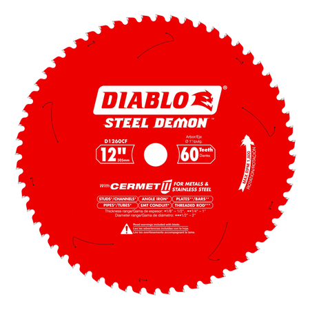 DIABLO D1260CF - 12" x 60-Teeth Steel Demon™ Cermet II Saw Blade for Medium Metal DIABLO