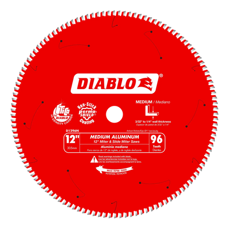 DIABLO D1296N - 12" x 96-Teeth Saw Blade for Medium Aluminum