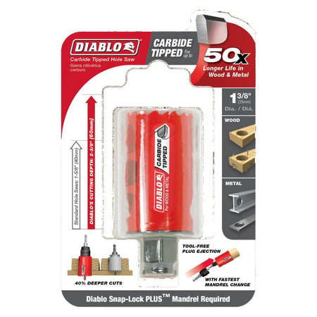 DIABLO DHS1375CT - 1‑3/8" Carbide‑Tipped Wood & Metal Holesaw - Wise Line Tools
