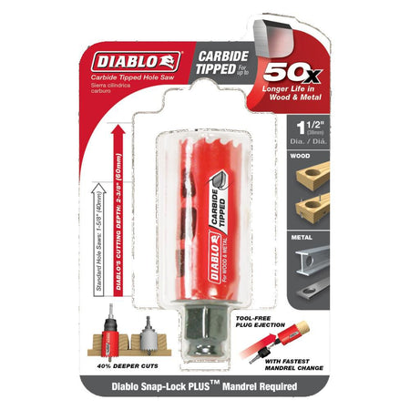 DIABLO DHS1500CT - 1‑1/2" Carbide‑Tipped Wood & Metal Holesaw - Wise Line Tools