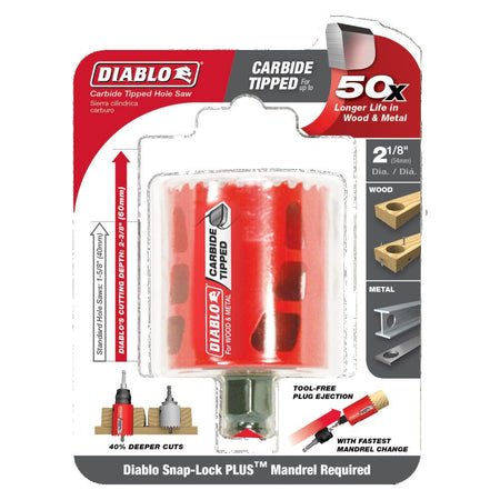 DIABLO DHS2125CT - 2‑1/8" Carbide‑Tipped Wood & Metal Holesaw - Wise Line Tools