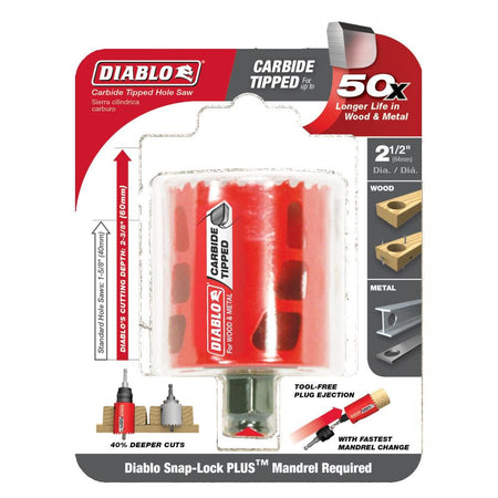DIABLO DHS2500CT - 2‑1/2" Carbide‑Tipped Wood & Metal Holesaw - Wise Line Tools