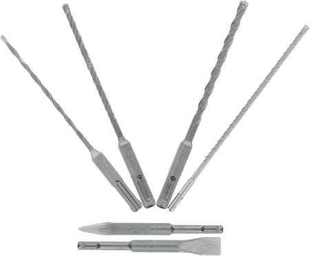 DIABLO DMAPL9930-S6 - 6pc SDS-Plus Rebar Demon™ 4-Cutter Full Carbide Head Hammer Drill Bit & Chisel Set - Wise Line Tools