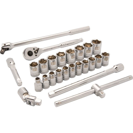 DYNAMIC D018009 - 1/2" D 25 PC 6 PT STD MET SKT SET DYNAMIC
