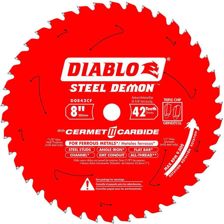 Diablo D0842CF - Diablo 8" 42T Cermet Steel Cutting Blade - Wise Line Tools