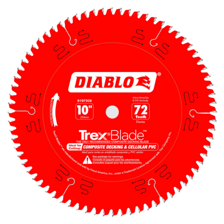 Diablo D1072CDC- 10" x 72T Trex Composite Decking Blade - Wise Line Tools