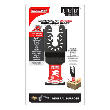 Diablo DOU125CGP- 1-1/4 in. Universal Fit Carbide Oscillating Blade for General Purpose Cuts DIABLO