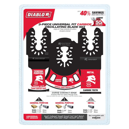 Diablo DOU3CS - 3-teiliges Universal-Oszillationsklingenset aus Hartmetall - 3er-Pack
