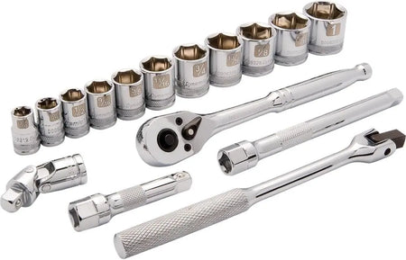 Dynamic D010008 Tools 3/8-Inch Drive 16 Piece 6 Point, Standard SAE Socket Set, 3/8-Inch-1-Inch DYNAMIC