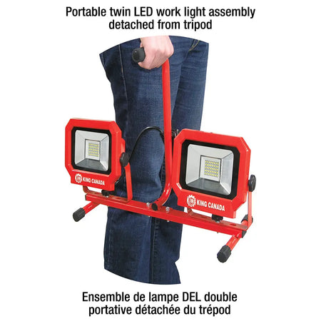 KING CANADA KC-3002LED-ST - 6000 LUMEN TWIN LED WORK LIGHT TRIPOD