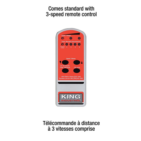 King Canada KAC-1400 - 1400 CFM INDUSTRIAL AIR CLEANER WITH REMOTE CONTROL - Wise Line Tools
