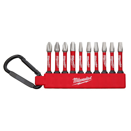 MILWAUKEE 48-32-4092 - PHILIPS / SQUARE 10PC CARABINER SHOCKWAVE BIT SET - Wise Line Tools