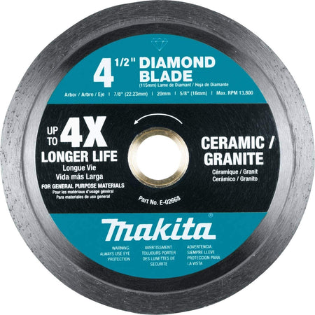 Makita E-02668 - 4-1/2" DIAMOND BLADE CONTINUOUS RIM GP Ceramic cutting - Wise Line Tools