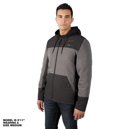 Milwaukee 205G-21M - M12™ Heated AXIS™ Hooded Jacket Kit Gray Medium - Wise Line Tools
