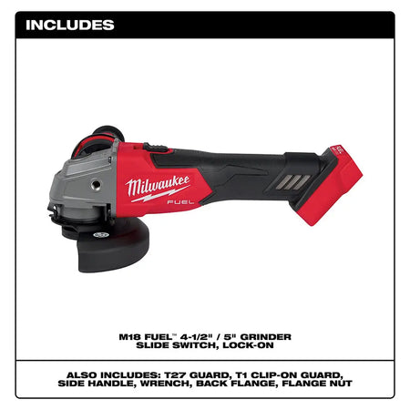 Milwaukee 2881-20 - M18 FUEL™ 4-1/2" / 5" Grinder Slide Switch, Lock-On - Wise Line Tools
