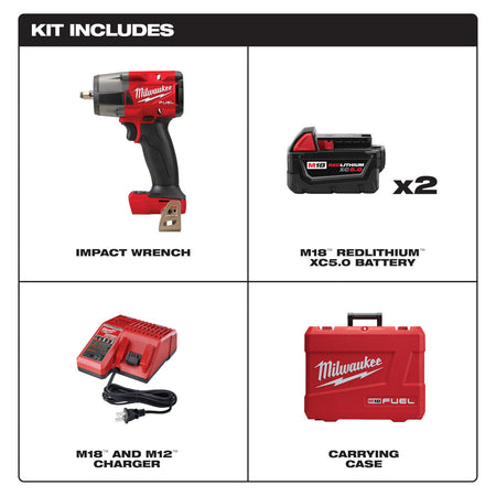 Milwaukee 2960-22 - M18 FUEL™ 3/8 Mid-Torque Impact Wrench w/ Friction Ring Kit