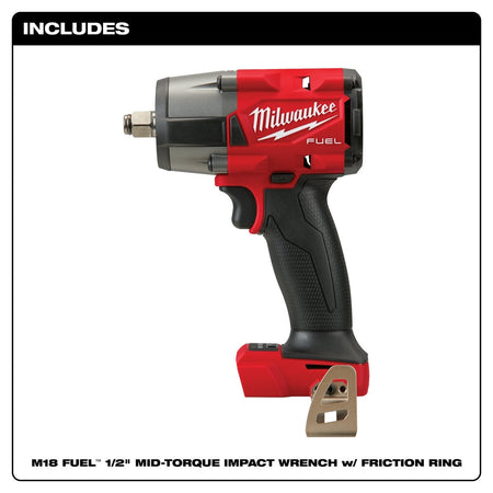 Milwaukee 2962-20 - M18 FUEL™ 1/2 Mid-Torque Impact Wrench w/ Friction Ring - Wise Line Tools