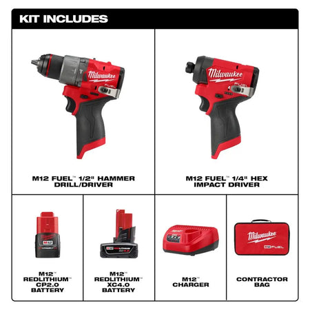 Milwaukee 3497-22 - M12 FUEL™ 2-Tool Combo Kit - Wise Line Tools